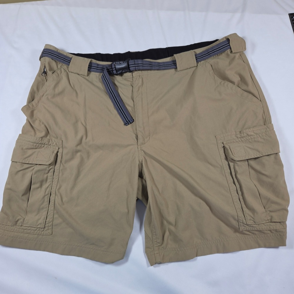 Duluth Trading Co Dry‎ on the Fly Cargo Shorts Mens 3XL Tan Khaki Nylon 59312